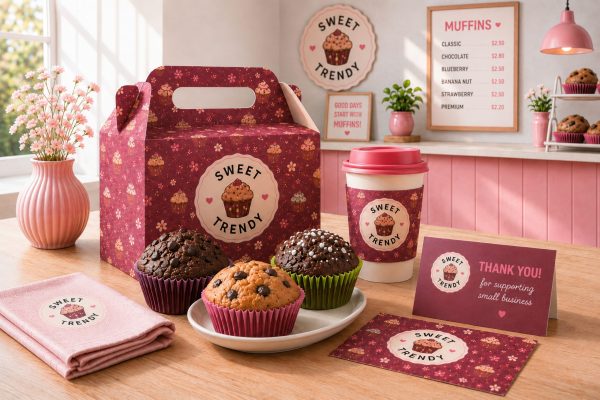 Cupcake Branding Kit branding mockup for bakery packaging